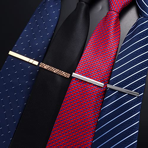 HAWSON 4 pcs Tie Clips Set for Men Necktie 2 inch Tie Bar Clip with Chain - Business Wedding Accessories (2038) - Thumbnail 5