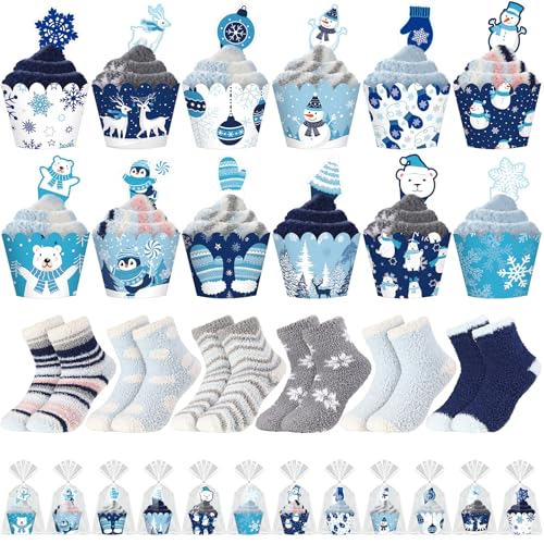 Image of Suhine Christmas Cupcake Fuzzy Socks Women