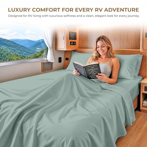 Image of SGI bedding 100% Egyptian Cotton Sheets RV King Size - 600 Thread Count Sheets Set, Soft, Cooling, 15 inch Deep Pocket, Luxury Hotel Bedding, Breathable, Durable - Aqua Green