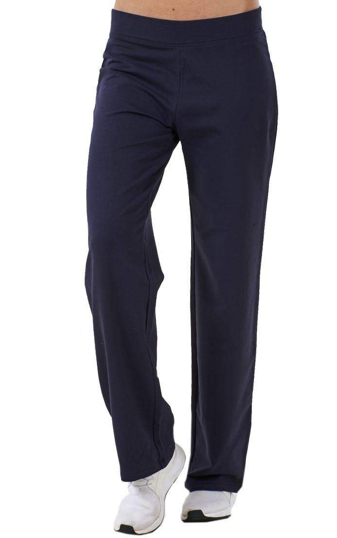 ChicWhisper Ladies Cotton Rich Straight Leg Joggers Navy