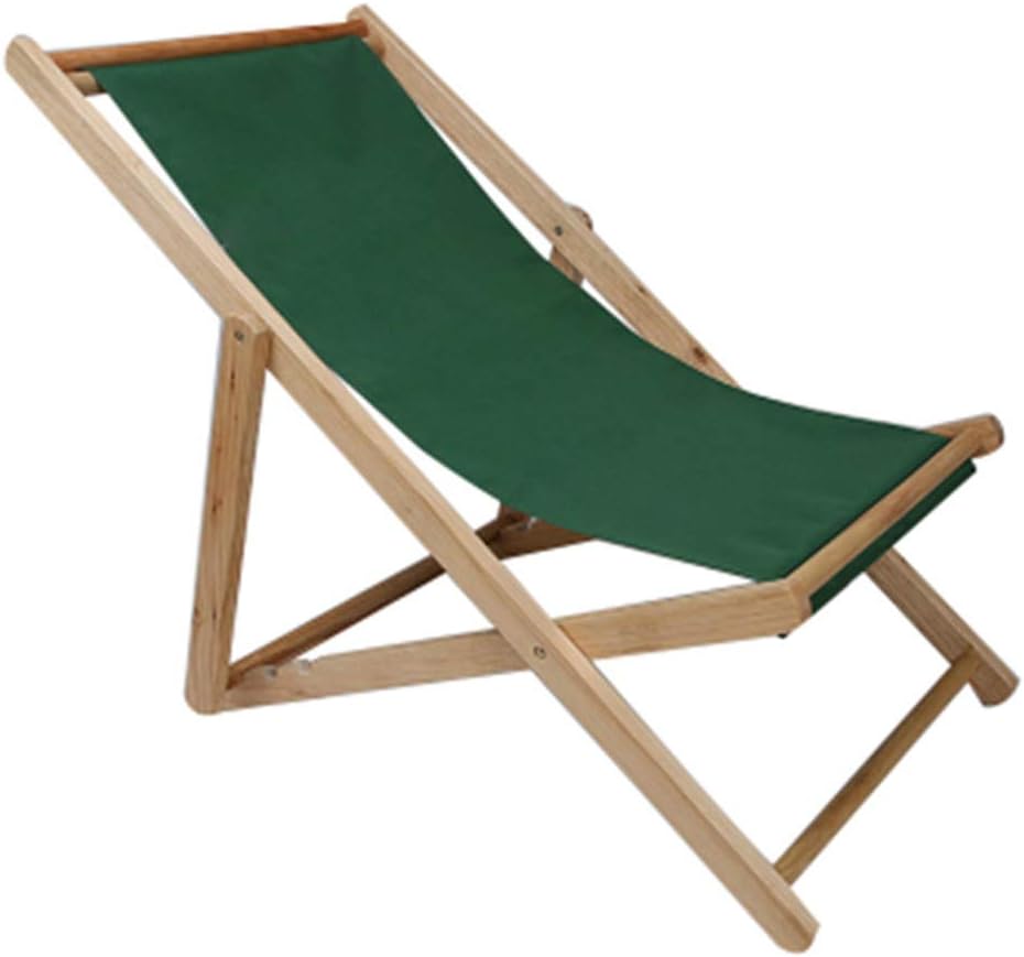 HIOD Folding Chair Outdoor Solid Wood Recliner Bed Portable Breathable Garden Patio Lounge Beach Sun Lounger,Green