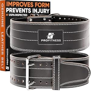 ProFitness Weight Lifting Belt (5mm Thick) – Leather Weight Belt for Men & Women – Back Support Squat Belt – Gym Belt for Weightlifting, Powerlifting & Deadlifts | Adjustable Weightlifting Belt