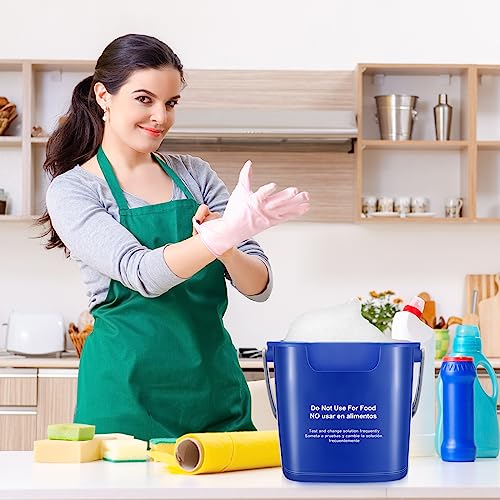 Image of Yaomiao 4 Pcs Cleaning Bucket 3 Qt Sanitizing Bucket,Blue | Restaurant Small Square Detergent Pail with Measurements Spout and Handle, for Home, Kitchen, Office, Commercial Use