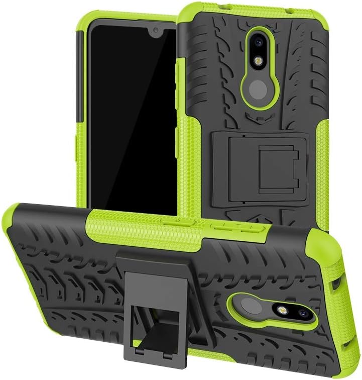 LIYONG Phone Case Cover Tire Texture TPU+PC Shockproof Case for Nokia 3.2, with Holder (Black) Bags Sleeves (Color : Green)