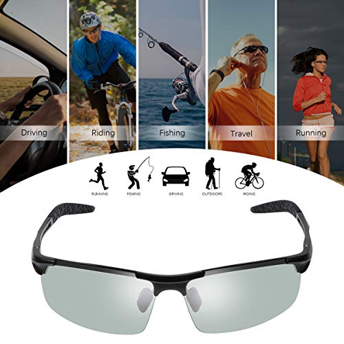 Spring Hinge Photochromic Polarized Sunglasses for Men and Women Al-Mg Metal Frame Sports Driving Glasses UV400 Protection Eyeglasses Anti Glare Eye Fatigue Golf Fishing Cycling Ultra-light Eyewear - Image 4