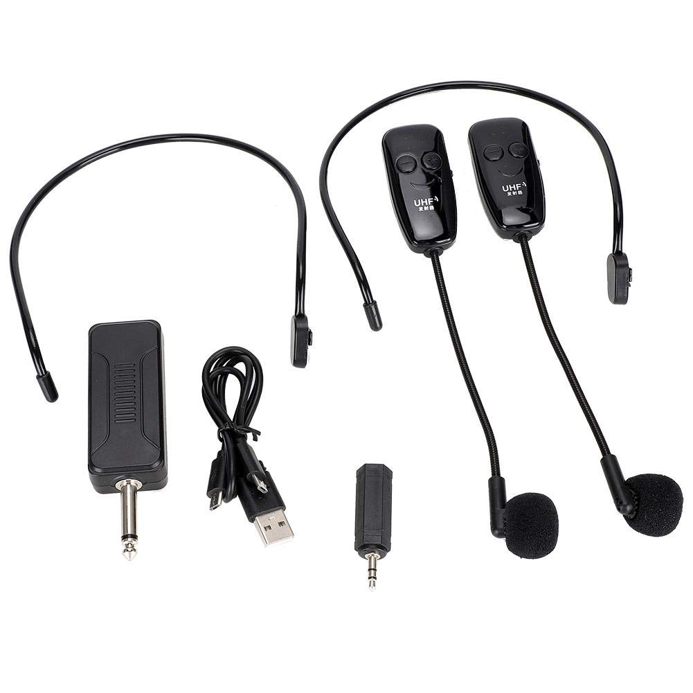 Socobeta Microfono wireless da 1 a 2 Microfono professionale per cuffie UHF per computer con amplificatore vocale