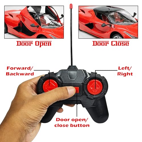 Image of VGRASSP 1:16 Scale Remote Control Supercar Toy for Kids with Electronic Opening Doors - RC Vehicle with Rechargeable Batteries and USB Charging Cable - Birthday Gift - Color As Per Stock