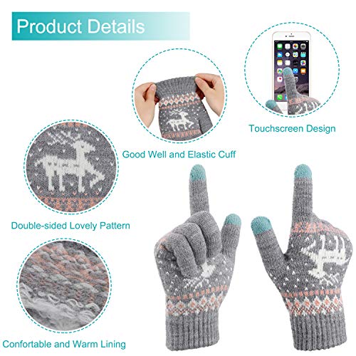 MengH-SHOP Touchscreen handschoenen dames winterhandschoenen vrouwen wanten katoenen handschoenen winter warme dameshandschoenen 2 paar (roze en grijs) - Image 7