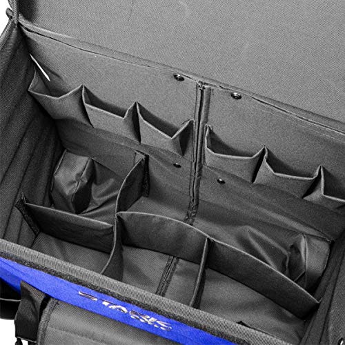 Stark 20" Rolling Wide Mouth Tool Bag Tote Telescoping Handle Tool Organizer Heavy Duty with Wheel and Divider, Blue