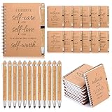 Pasimy 24 Pcs/12 Set Bulk Positive Affirmation Spiral Notebooks with Bamboo Pen Daily Affirmation Gift Set Motivational Encouragement Notepad Small Journals 5.5 x 3.9 Inch for Women Self Care