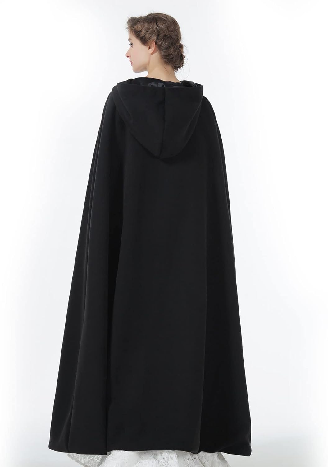 BEAUTELICATE Hooded Cloak Wedding Cape for Women Bridal Winter Robe Wool Blend Halloween Costume Christmas