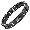 Mens Best Dad Ever Bracelet Christmas Gifts For Dad From Daughter, Son, Kids Fathers Day Gift Ideas Black Titanium Dad…