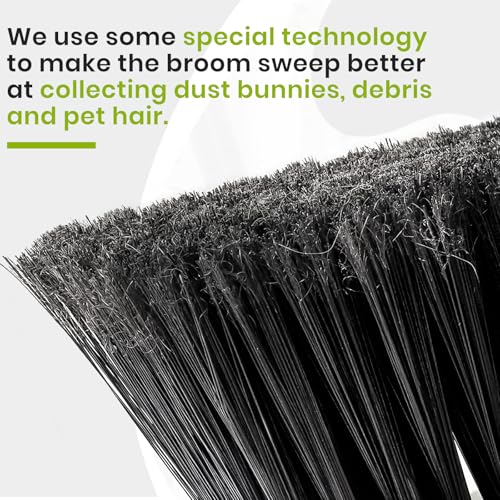 Grüner Zimmerbesen, 137,2 cm langer Griff, Hausbesen für Bodenreinigung, Kehrbesen für Küche, Garage, Lobby, Terrasse und Garten – Bild 4