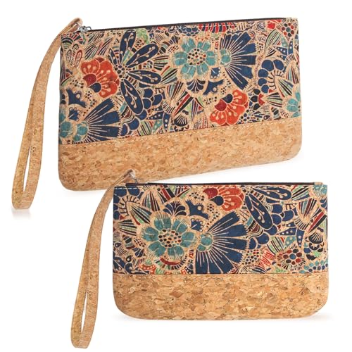 Image of boshiho Natural Cork Clutch Wristlet Wallet Cell Phone Card Holder Coin Purse Bag