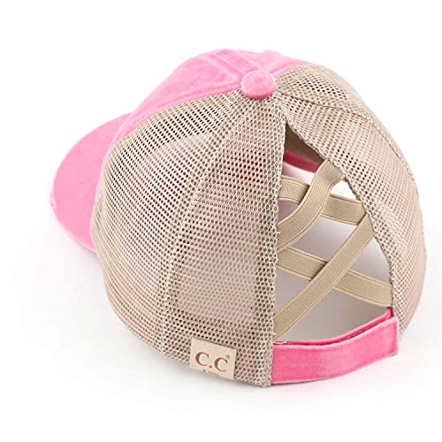Image of Funky Junque Girl's Criss Cross Hat Messy Bun High Ponytail Kids Baseball Cap