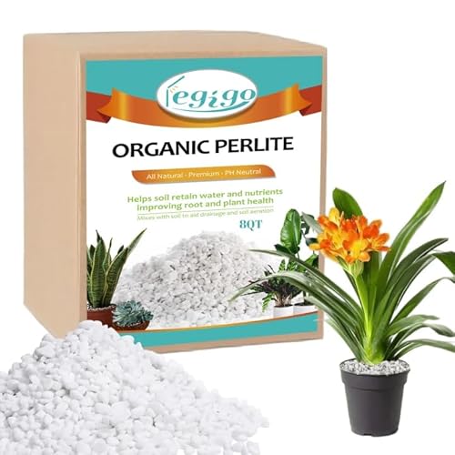 Legigo 8 Quarts Organic Horticultural Perlite for Plants Indoor- Natural Horticultural Soil Additive Conditioner Mix for Improves Drainage, Ventilation and Root Growth