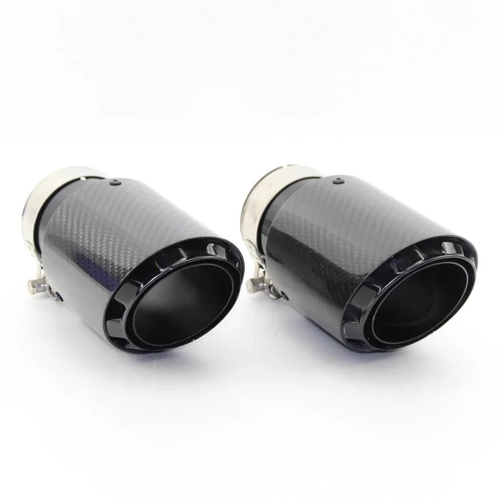 Tuyau d'échappement 1Pcs Tuyau D'échappement Silencieux Queue Gorge Acier Inoxydable Avec Fibre Carbone Noir 89/101/114mm Modifications Voiture À Usage Général Terminal d'échappement(70mm out 89mm)