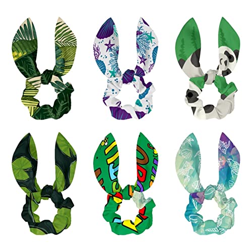Chouchous en satin élastiques cheveux queue de cheval nœud papillon vert violet