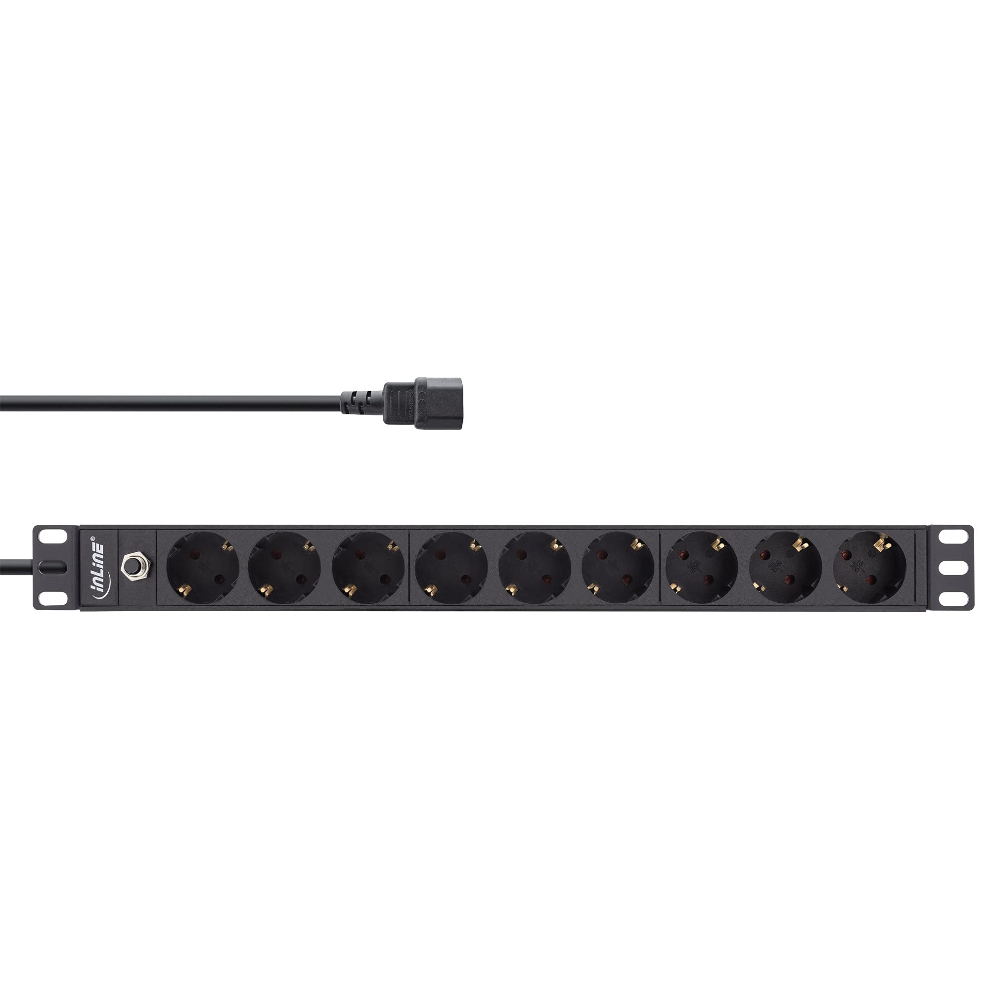 InLine® Ciabatta elettrica da 19", 9 contatti di protezione, spina C14, protezione da sovraccarico