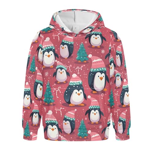 Kids Hoodies Sweaters Christmas Xmas Penguin Hooded Sweatshirts with Big Pockets for Boys Girls B0400419
