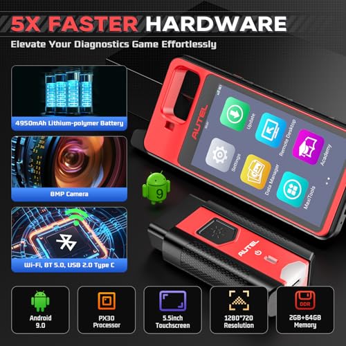 Autel Scanner MaxiIM KM100 (X), Lifetime Free Updates, 2026 New Automotive Diagnostic OBD2 Scan Tool, V200 Wireless BT Connection, Auto Scan & Auto VIN, Android 9.0, 2GB & 64GB, 5.5in 1280 * 720 - Image 4