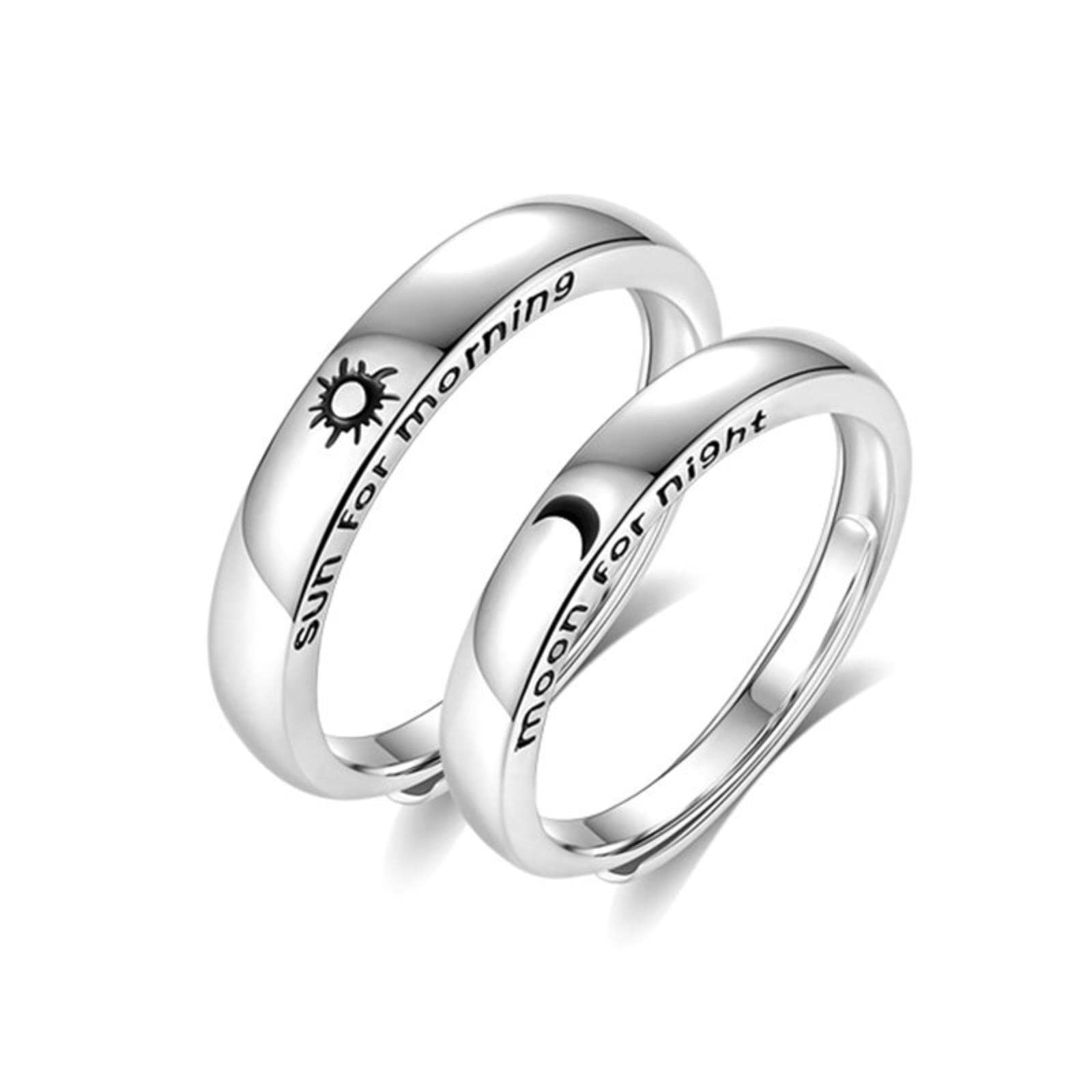 Ensemble 2 Bagues Couple Soleil Et Lune JYNXOR | Taille Réglable Pour Homme Et Femme | Cadeau Saint-Valentin, Noël, Mariage