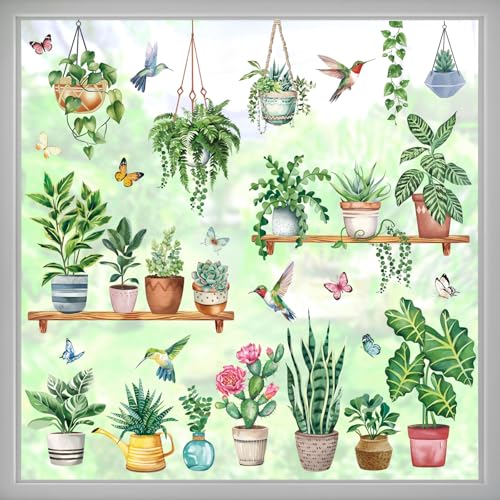 wondever Fenstersticker Grüne Topfpflanze Fenster Aufkleber Hängende...