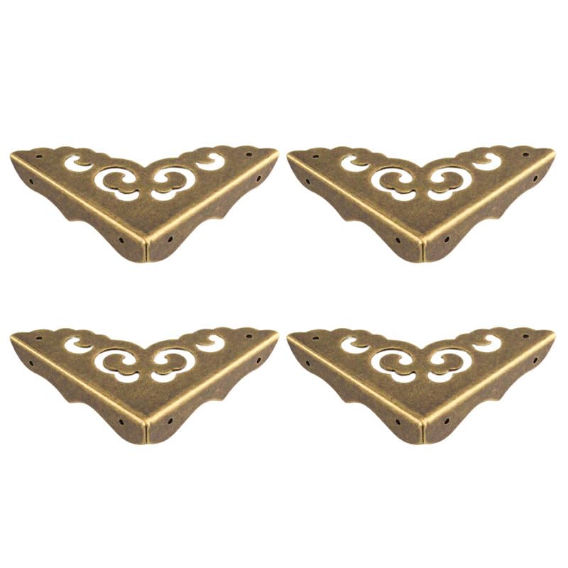 4Pcs 65mm Brass Corner Protectors Brass Edge Guard Decorative Antique Edge Cover for Box/Cabinet-Ancient Bronze