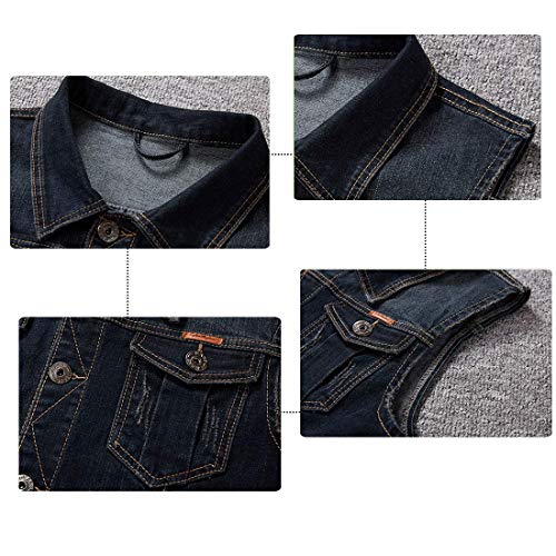 Men's Casual Button Up Denim Vest Vintage Sleeveless Jeans Vest Jacket4