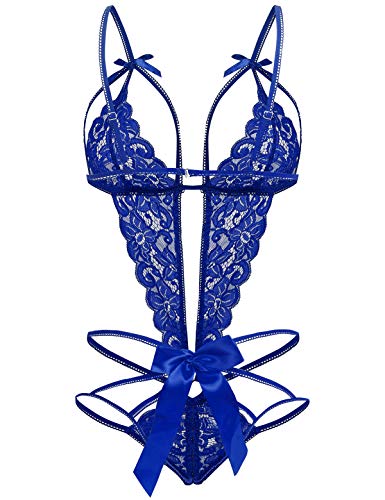 Image of Donnalla Women's Deep V Lace Teddy One Piece Lingerie Cutout Strappy Lingerie