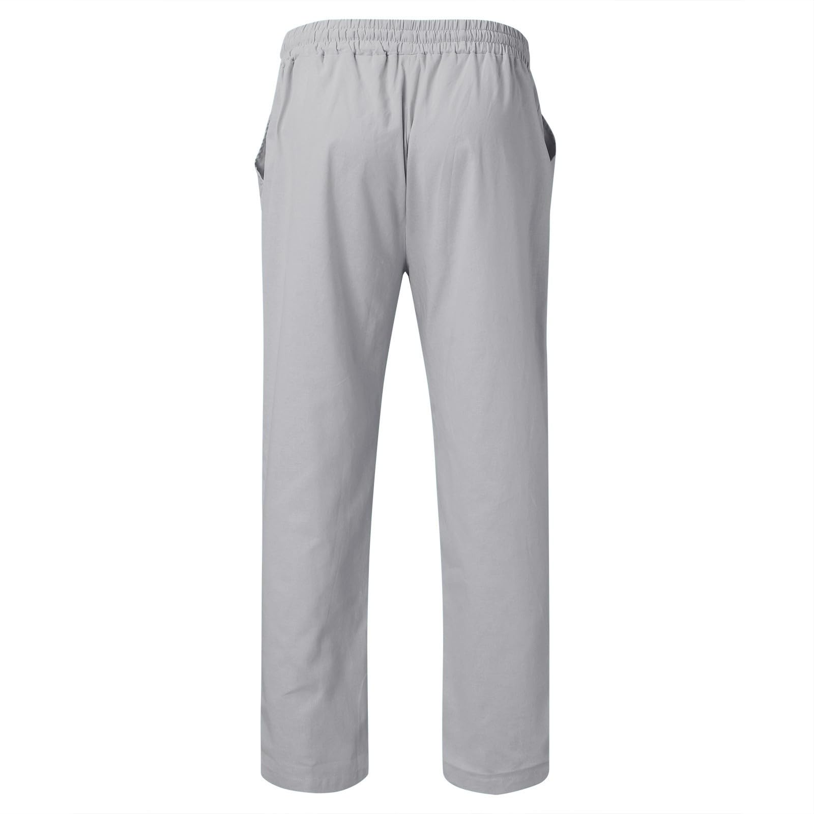 Generisch Combinaison 2 pièces en lin pour homme - Couleur unie - 2 pièces - T-shirt à manches longues et pantalon de plage - Ensemble de yoga - T-shirt de plage - Short de plage