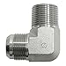 Brennan Industries 7200-04-04-FG Forged Steel 90 Degree Elbow Conversion Adapter Fitting, 7/16"-20 Male JIC x 1/4-19 Male BSPT