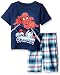 Marvel Boys' 2-Piece Plaid Short Set, Navy, 4T