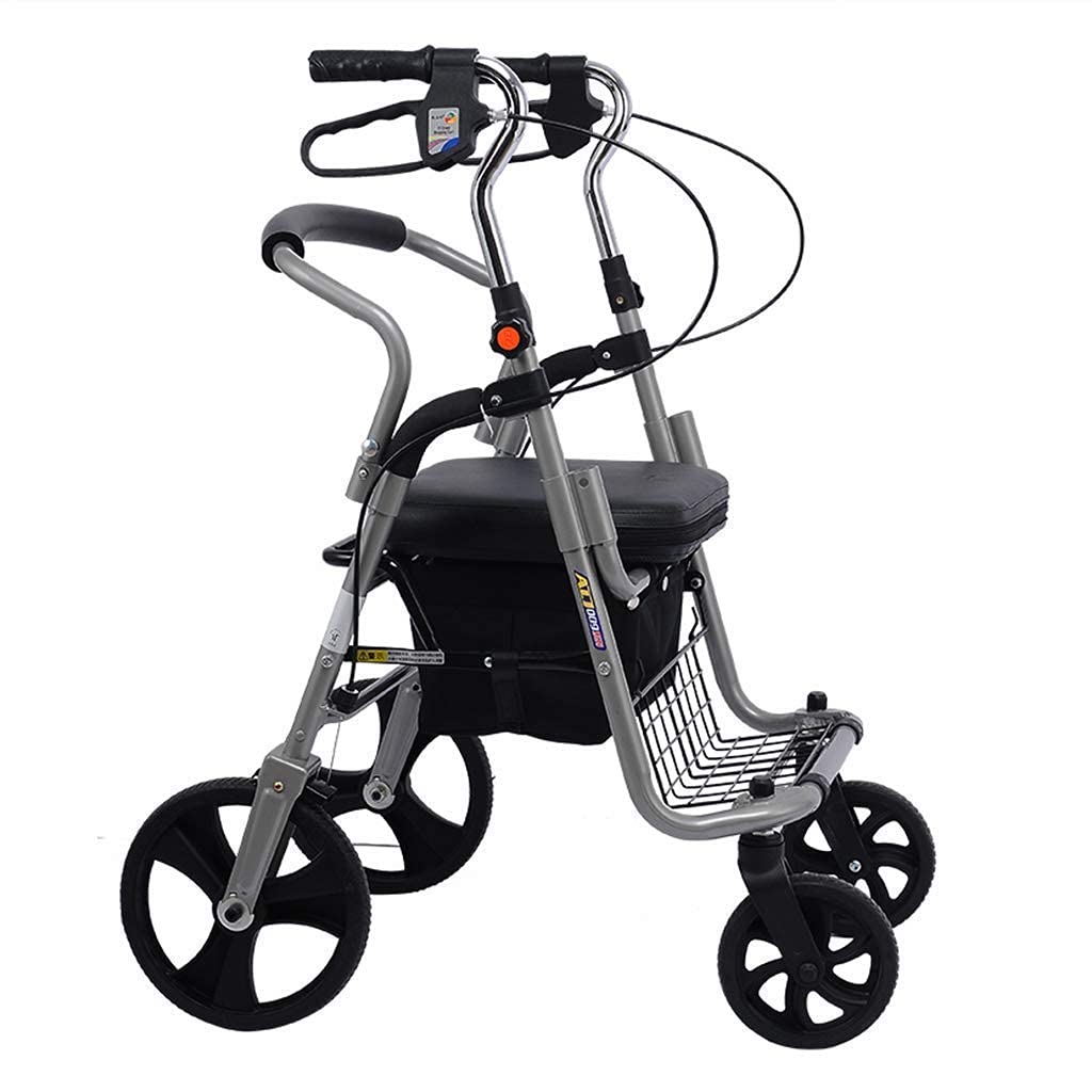 Chodziki dla seniorów Rollator Lekka składana rama chodzika z siedzeniem z hamulcami Koszyk na zakupy Regulowana wysokość Uchwyty Wózek do chodzenia Wózek do poruszania się Pomoc do chodzenia Chodzik