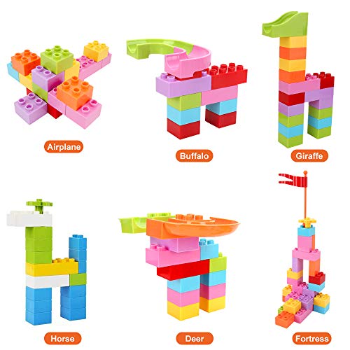 BeebeeRun Marble Run Building Blocks Set for Kid, 111 PCS Marble Race Track Toy, Classic Big Blocks STEM Toy for 5 6 7 8 9 10 Year Old Kids