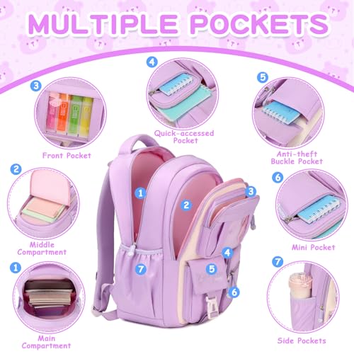 Image of PIG PIG GIRL Kids Backpack for Girls School Bags for Middle School Students Book Bag for Elementary Primary School