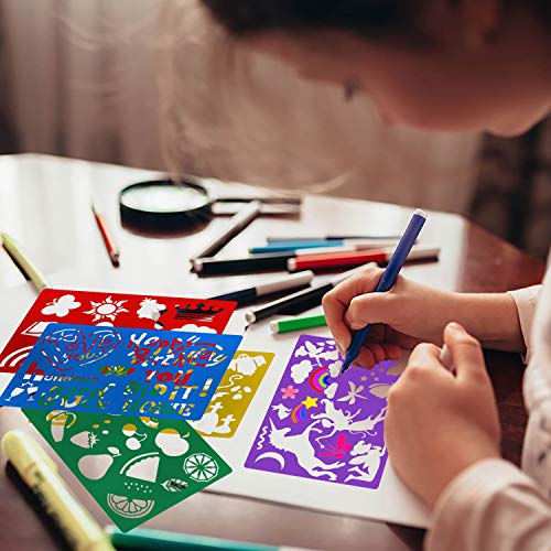 Qpout 20 pièces Modèles de Dessin en Couleur pour Enfants, Plastique Pochoir de Peinture pour Enfants Anniversaire Halloween Noël Dinosaure fête Cadeau Fournitures Outil de Peinture préscolaire - Image 6
