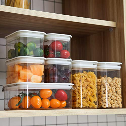 Citylife 7 Set Clear Food Storage Containers with Lids Fridge Produce Saver Plastic Cereal Container Kitchen Pantry Storage Organization Container for Food