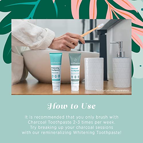 Wellnesse Whitening Toothpaste & Charcoal Toothpaste Bundle - Fresh Mint, 4Oz - Fluoride Free Toothpaste For Teeth Whitening Kit - Made With Activated Charcoal And Natural Teeth Whitening Ingredients #TOP3