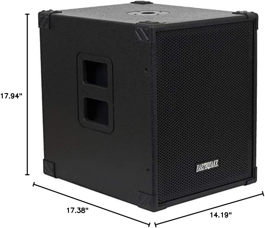 Earthquake Sound DJ-Quake (Ver 2) 12-inch 1200-Watt Subwoofer with Built-In Amplifier, USB/SD, and Bluetooth, Black