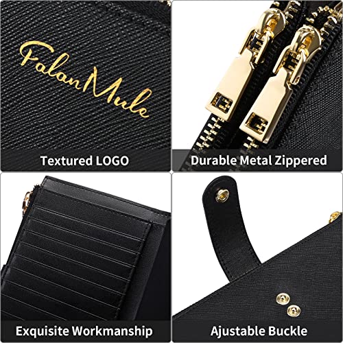 Image of FALAN MULE Wallets for Women Trifold Wristlet Wallets Large Capacity RFID Blocking Ladies Purse Credit Card Holder