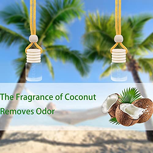 Image of IKEDA 2Pcs Automotive Air Fresheners 4ml Car Scents | 45-Days Keep Fragrance | Automobile Hanging Diffuser Bottles | Remove Auto Odor Long-Lasting Fresh Air for Men Women Home Deodorizer (Coconut)
