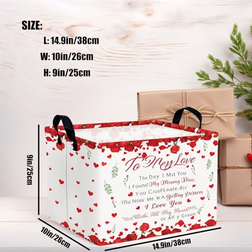 Image of Cute Large Valentine's Day Gift Basket Empty Heart Decor Storage Bin for Kid Baby Room Decor (Rose Petals Love)