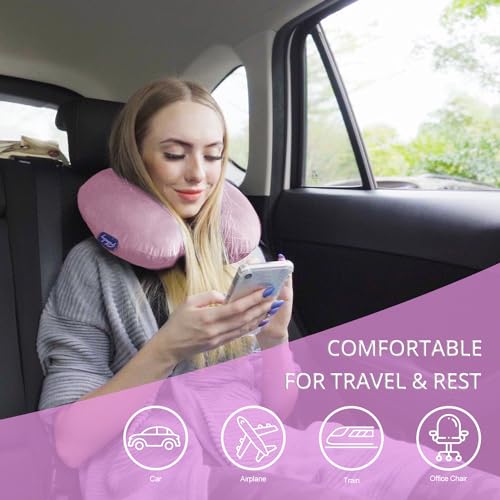 Image of Fabuday Travel Neck Pillow Memory Foam for Airplane Traveling Light Purple