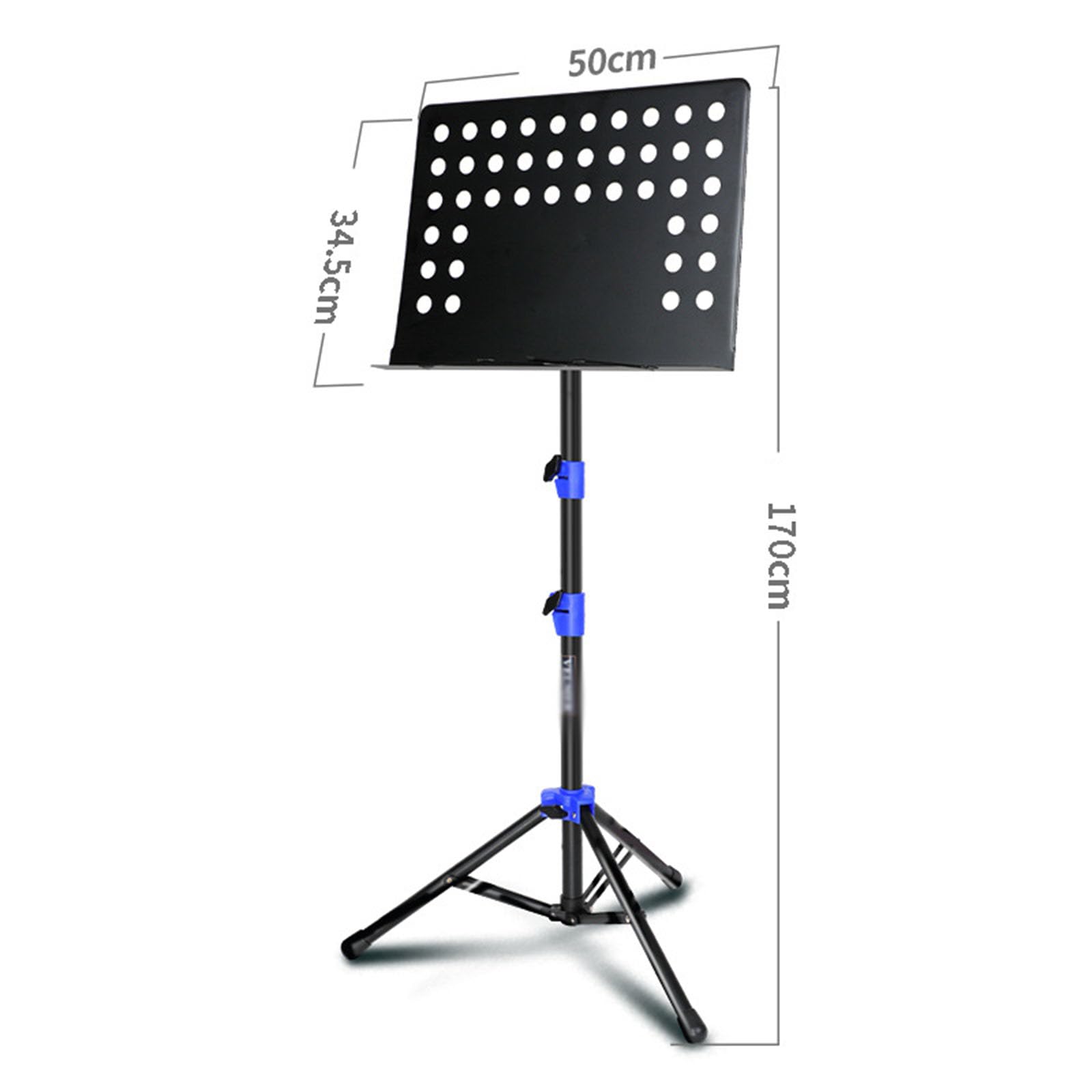 Przenośny składany stojak na muzykę ze stali z dużym panelem 500 x 350 mm, regulowana wysokość 90-170 cm, do zespołów i występów