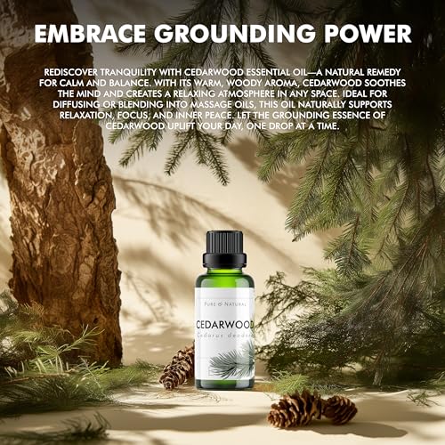 Image of Esslux Cedarwood Essential Oil for Hair, Skin & Diffuser | 100% Natural Cedarwood Oil for Aromatherapy & Soap Making | Warm, Woody Scent for Relaxation and Comfort, 90 ML