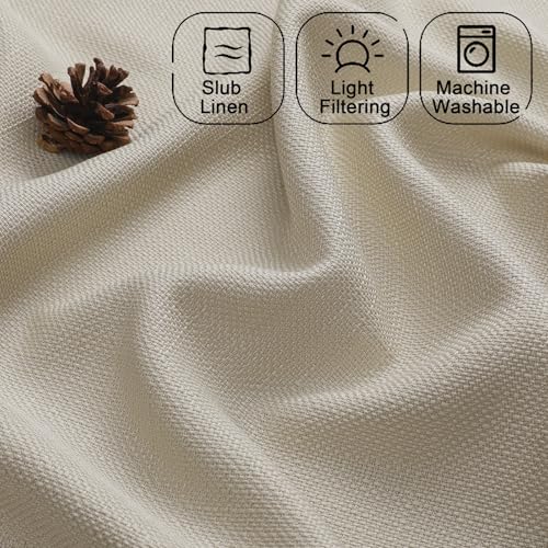 image for Chyhomenyc Curtains 63 Inch Length 2 Panels, Faux Linen Textured Semi 