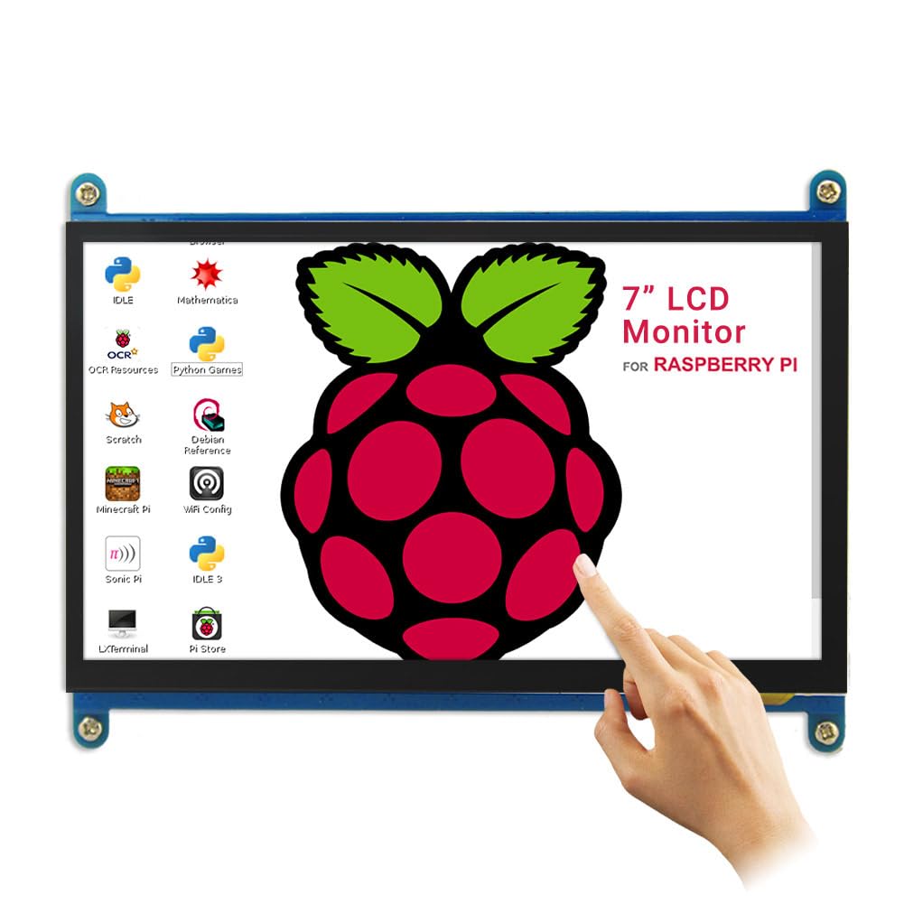 ELECROW Touchscreen Monitor for Raspberry Pi, 7 Inch Mini Monitor 1024 x 600 Raspberry Pi Display with Raspberry Pi 5/4/3/2/Zero, Windows 11/10/8/7, BB Black, Jetson Nano, Banana Pi