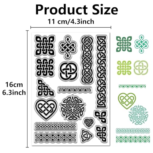 CRASPIRE 2Pcs Celtic Knot Clear Rubber Stamps Trinity Knot Reusable Transparent Silicone Stamp Seals Vintage for St. Patrick's Day Journaling Card Making Decor DIY Scrapbooking Supplies Crafting - Image 2