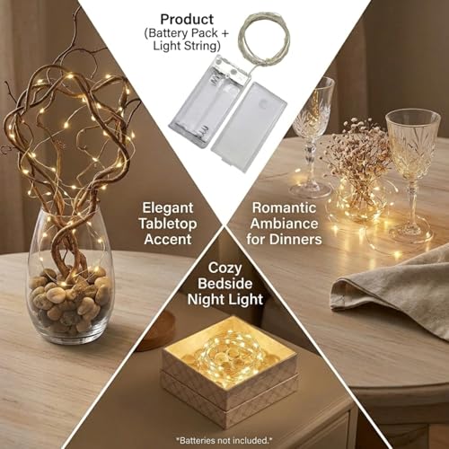 Image of Pack of 10 / 3Mtr / 30 LED's Battery Operated Magic Fairy String /Strip Light with Copper Wire for DIY Lights for Festival, Indoor /Outdoor, Home Decoration (WW /Fairy String Light)